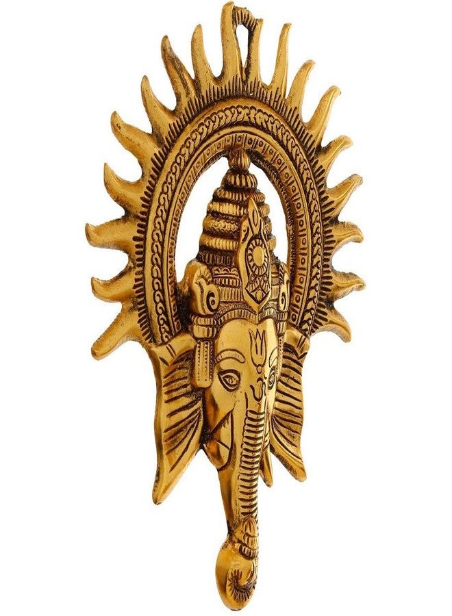 CHHARIYA CRAFTS Metal Ganesh Wall Hanging for Wall Decor Festival Home Decor Pooja Room Temple Gift for Family,Friends, Housewarming Showpieces- 22 cm (Golden) - Image 3
